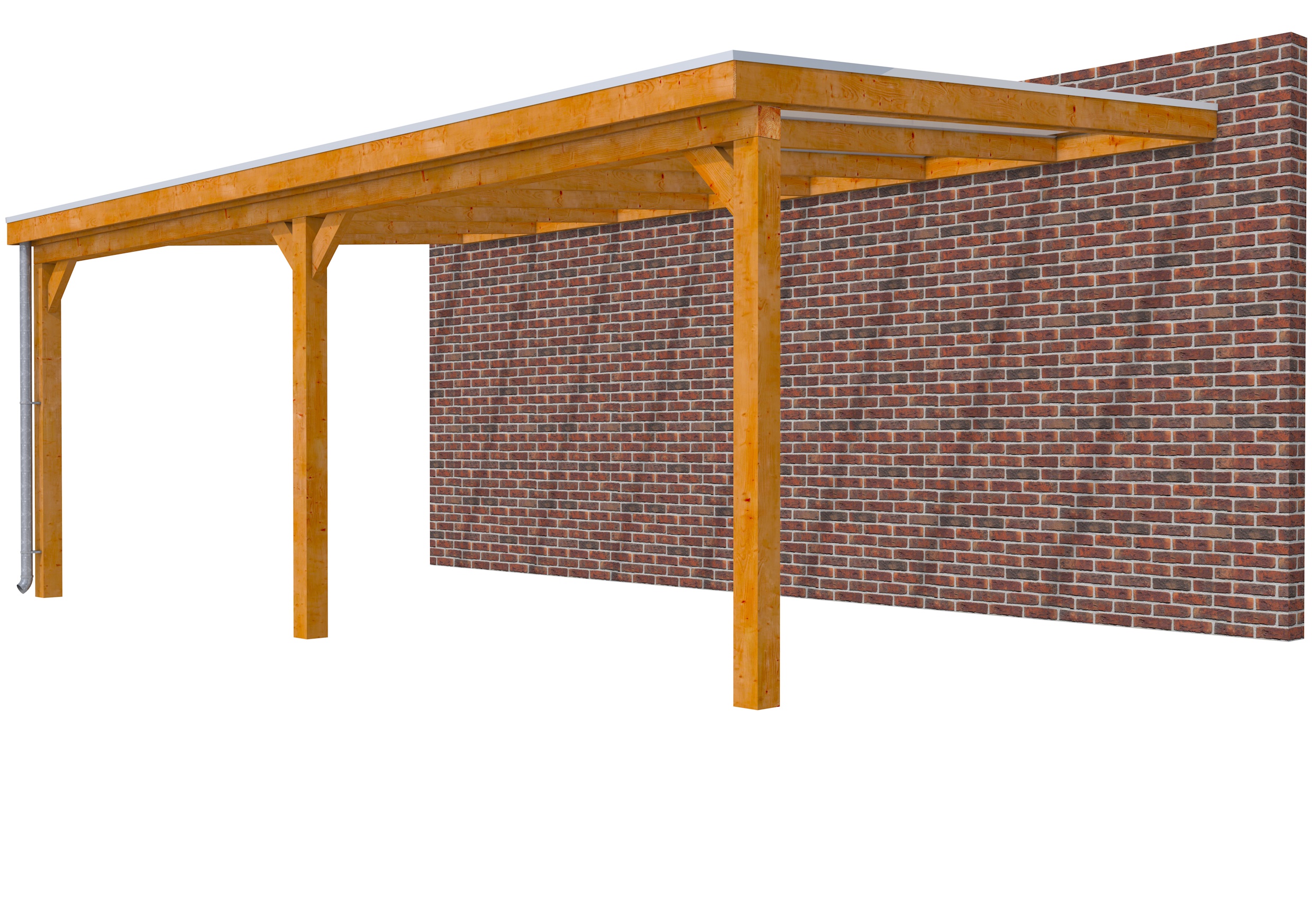 Veranda Classic 700 douglas, 712 x 410 cm, dakplaten helder, transparant gespoten.