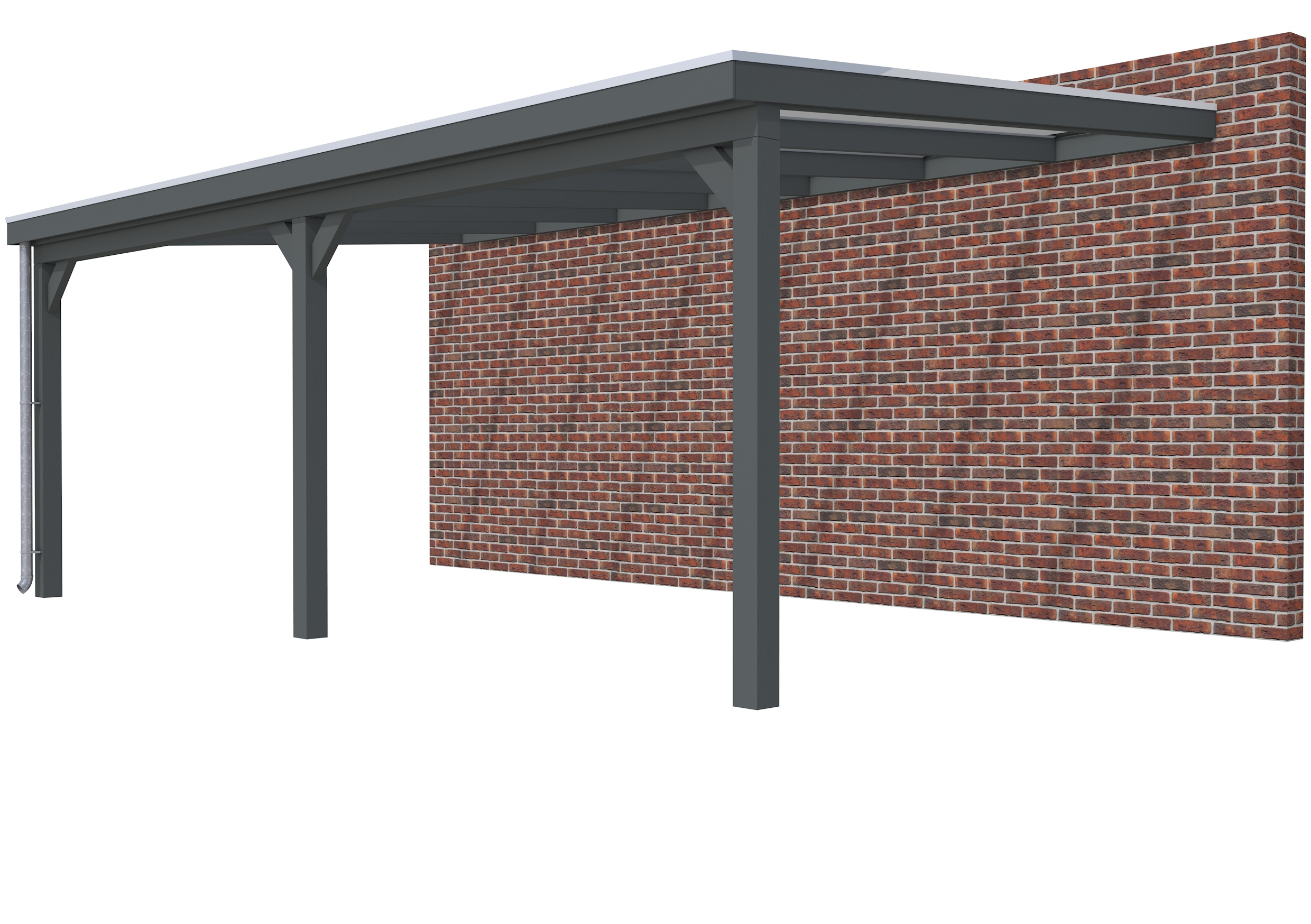 Veranda Classic 700 vuren, 712 x 410 cm, dakplaten helder, antraciet gespoten.