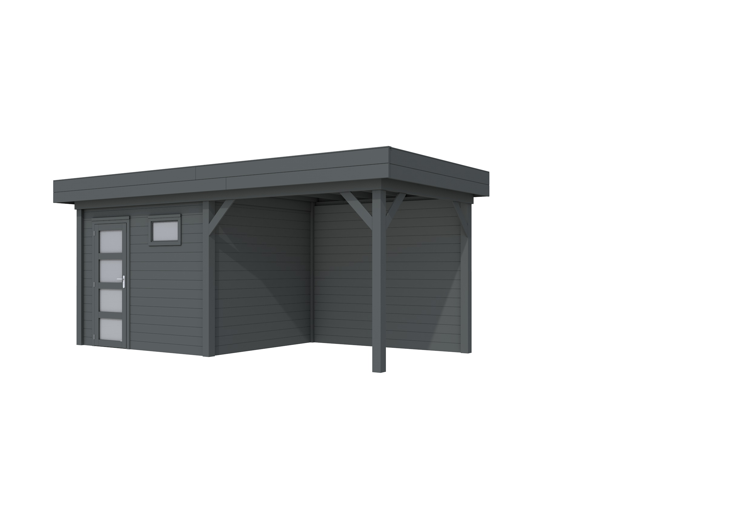 Vuren Topvision Bonte Kraai, 300 x 250 en luifel 300 cm, antraciet gespoten.