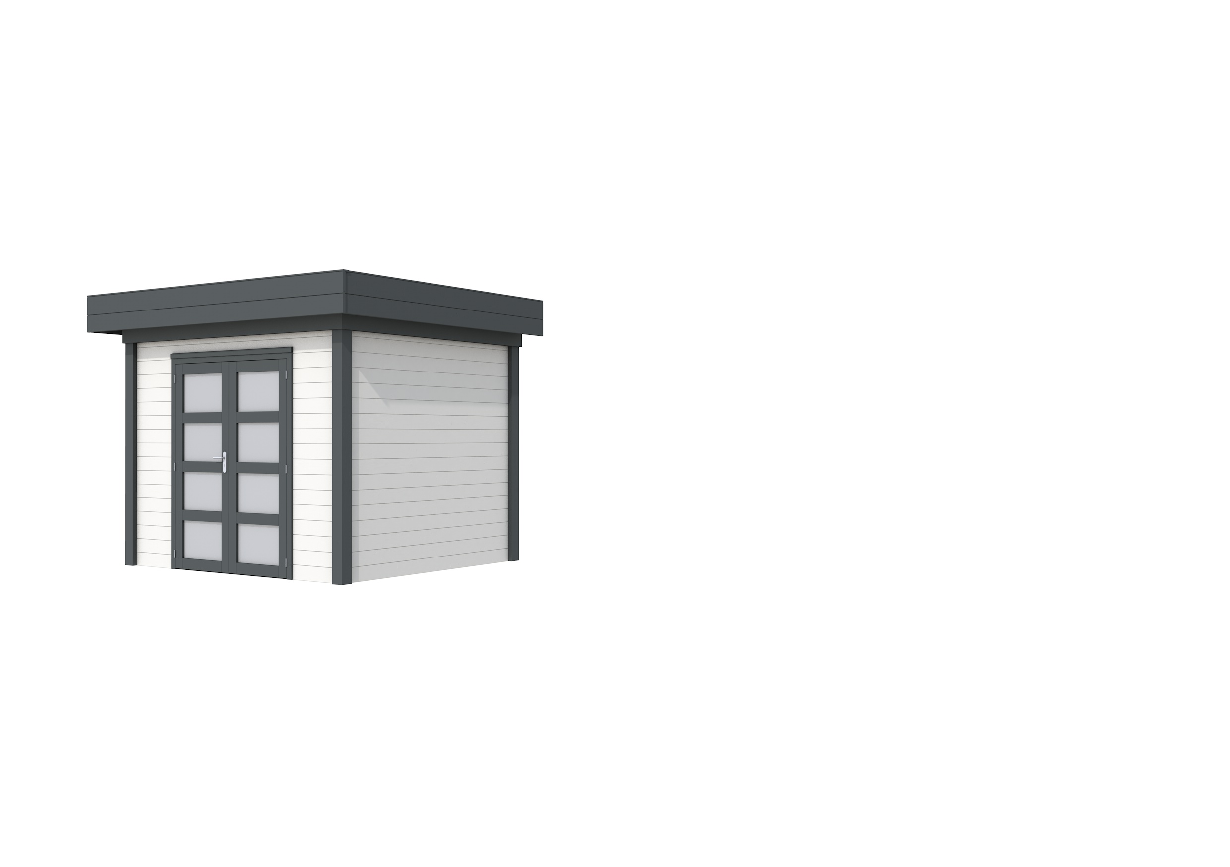 Vuren Topvision Bonte Specht, 300 x 250 cm, wanden wit en basis antraciet.