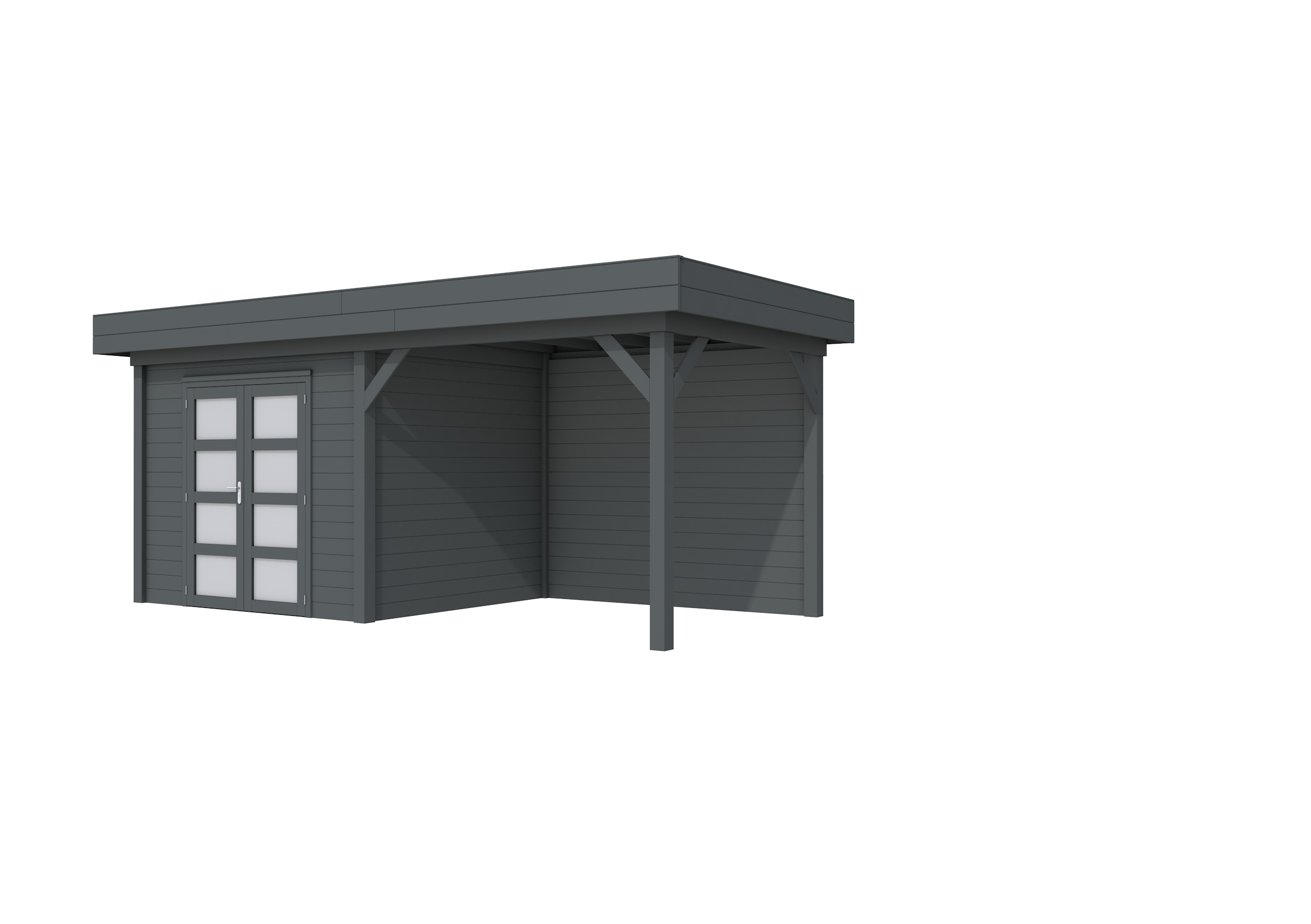 Vuren Topvision Bonte Specht, 300 x 250 en luifel 300 cm, antraciet gespoten.