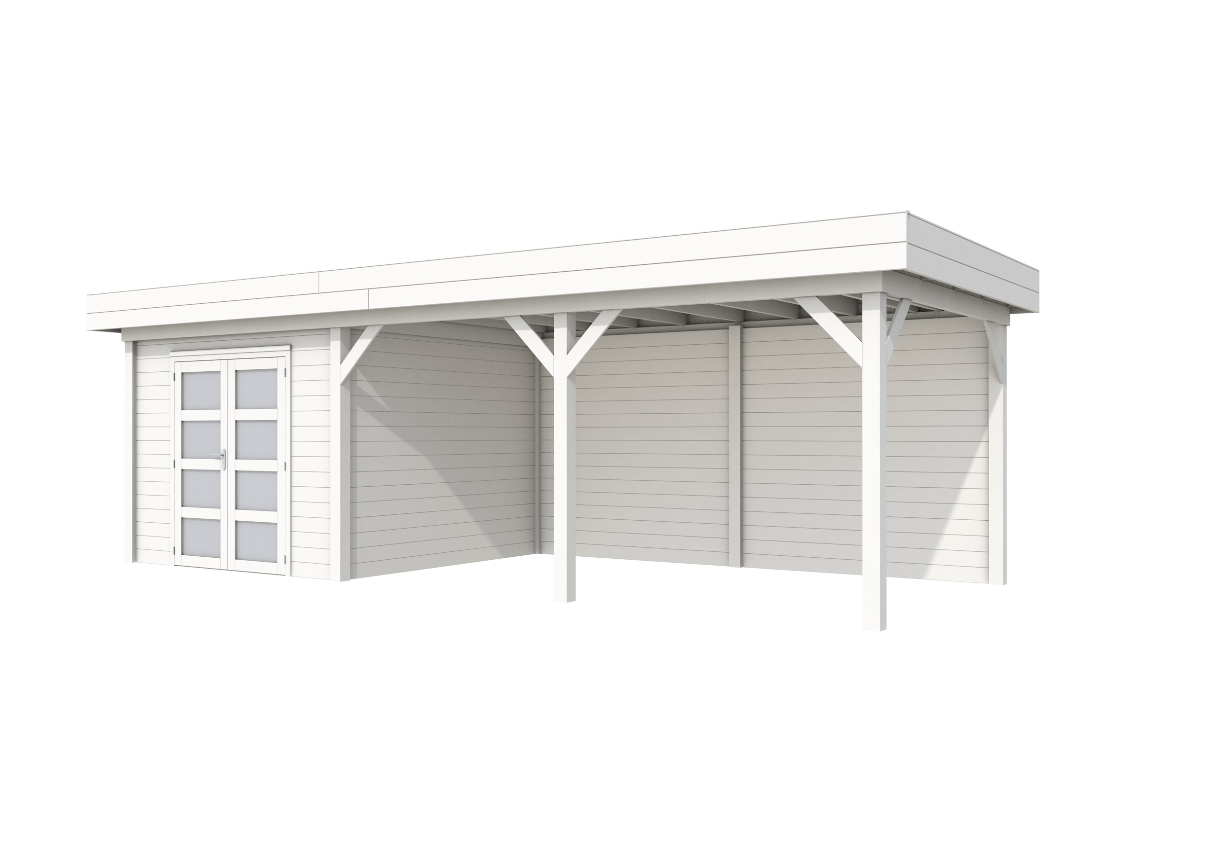 Vuren Topvision Bosuil, 300 x 300 en luifel 500 cm, wit gespoten.