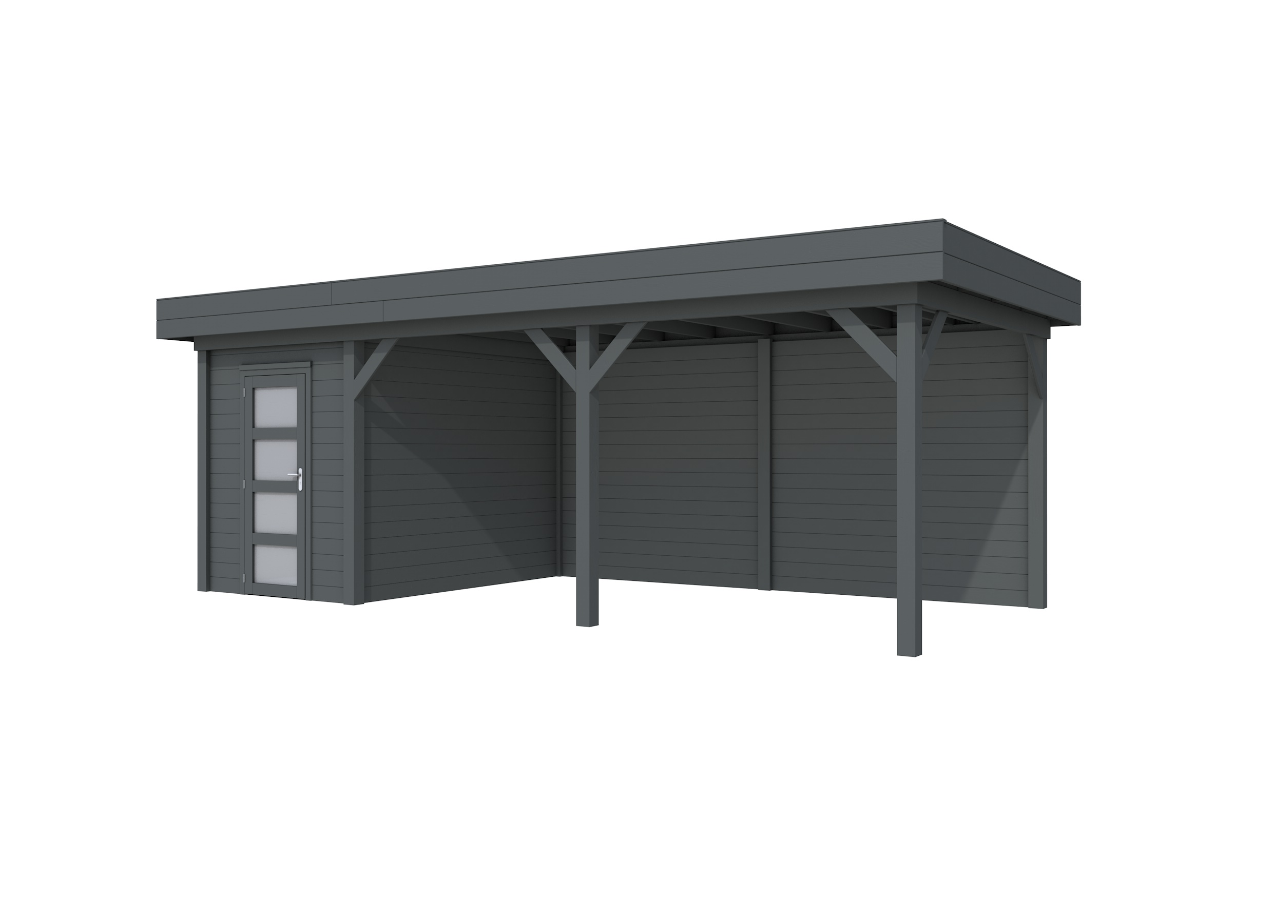 Vuren Topvision Kiekendief, 200 x 300 en luifel 500 cm, antraciet gespoten.