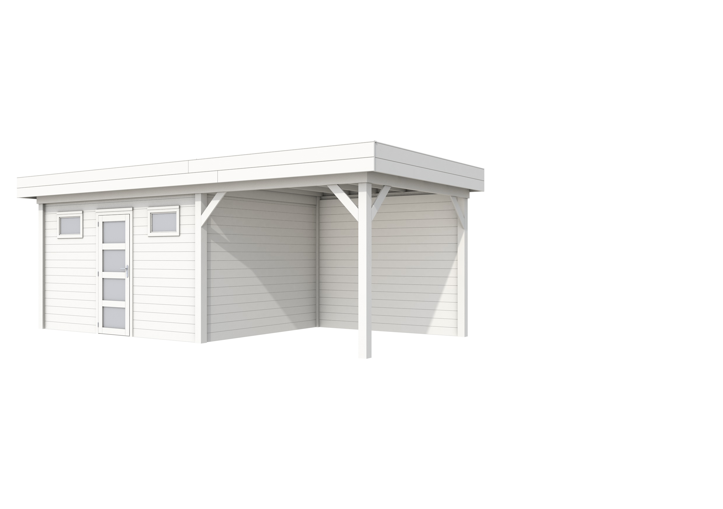 Vuren Topvision Kievit, 400 x 300 en luifel 300 cm, wit gespoten.