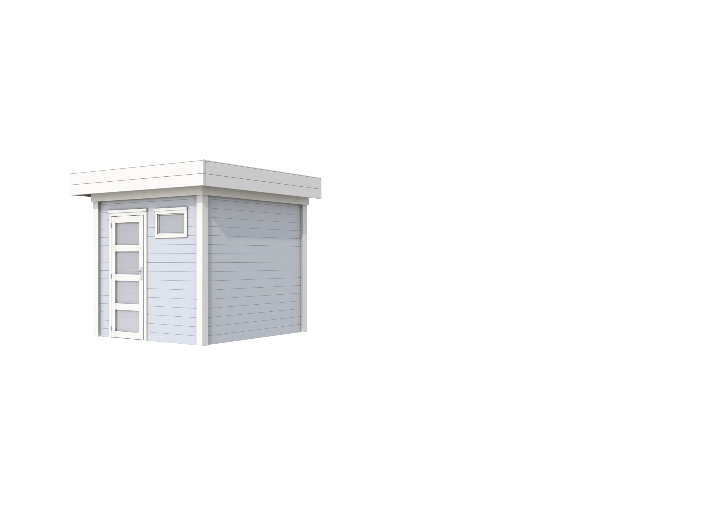 Vuren Topvision Kuifmees, 250 x 250 cm, wanden lichtgrijs en basis wit.