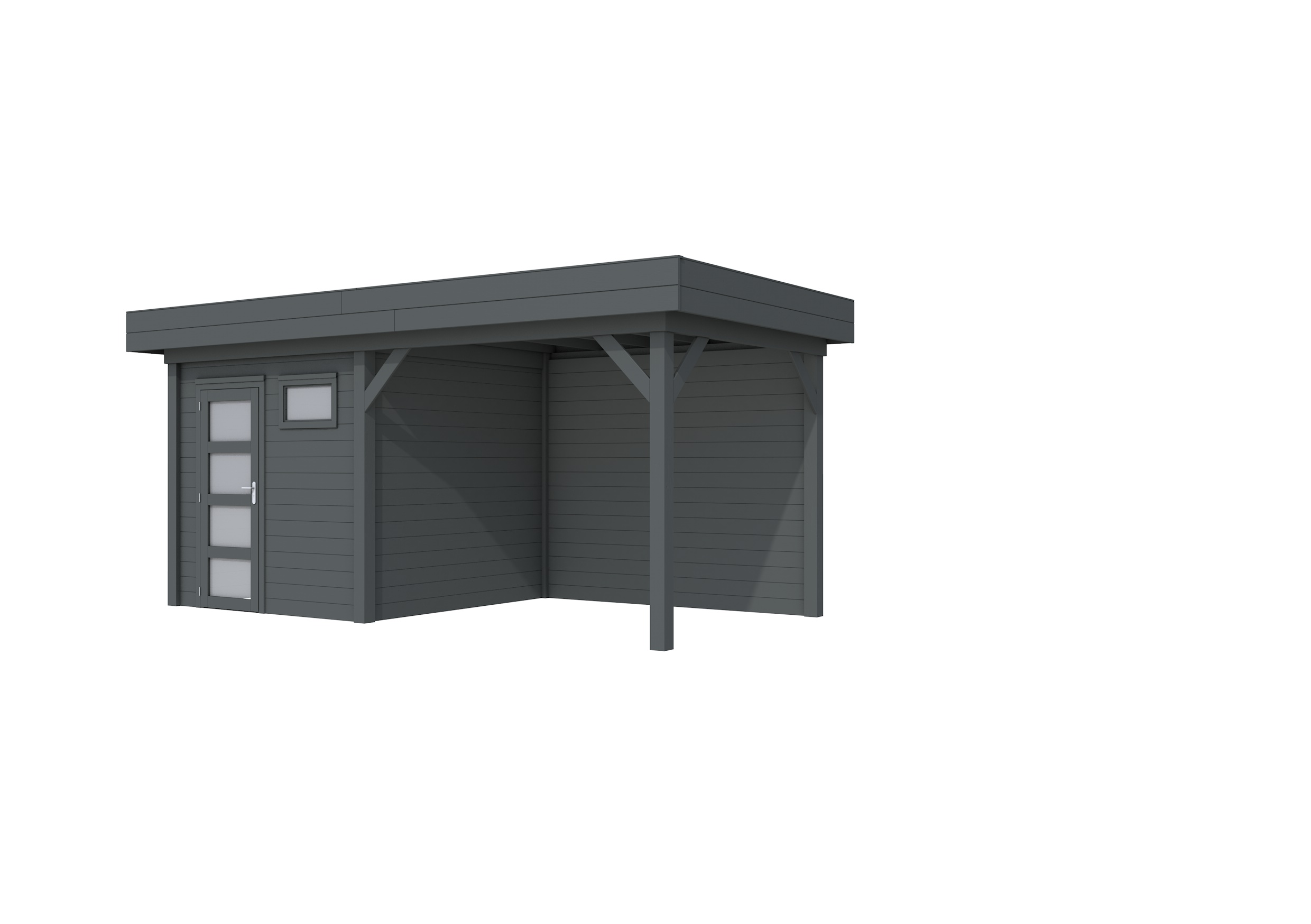 Vuren Topvision Kuifmees, 250 x 250 en luifel 300 cm, antraciet gespoten.