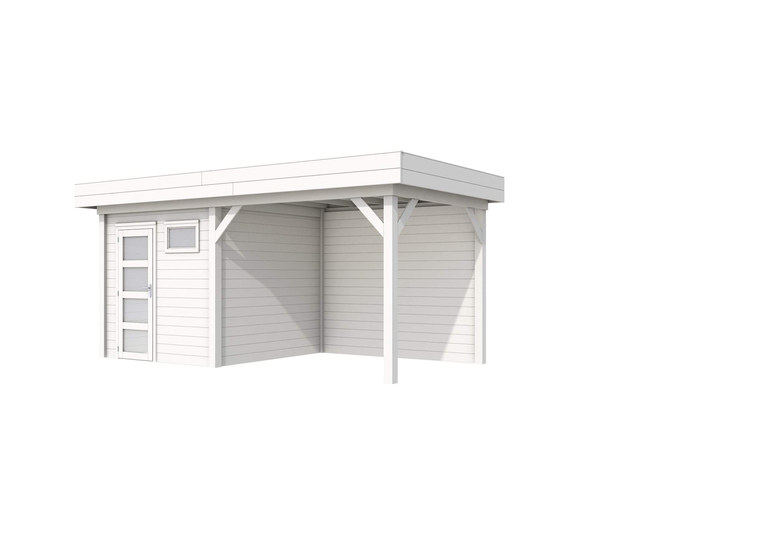 Vuren Topvision Kuifmees, 250 x 250 en luifel 300 cm, wit gespoten.