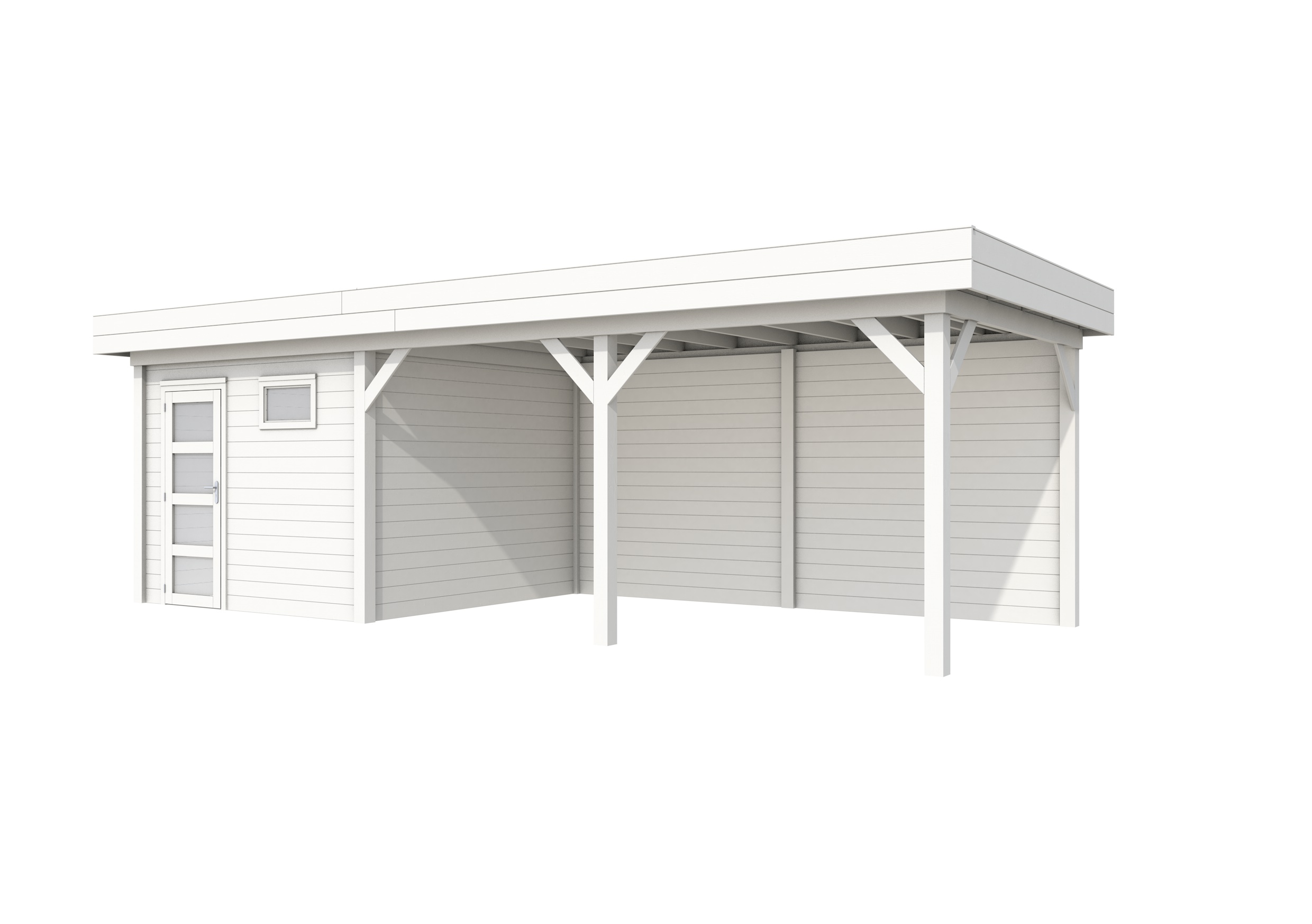 Vuren Topvision Tapuit, 300 x 300 en luifel 500 cm, wit gespoten.