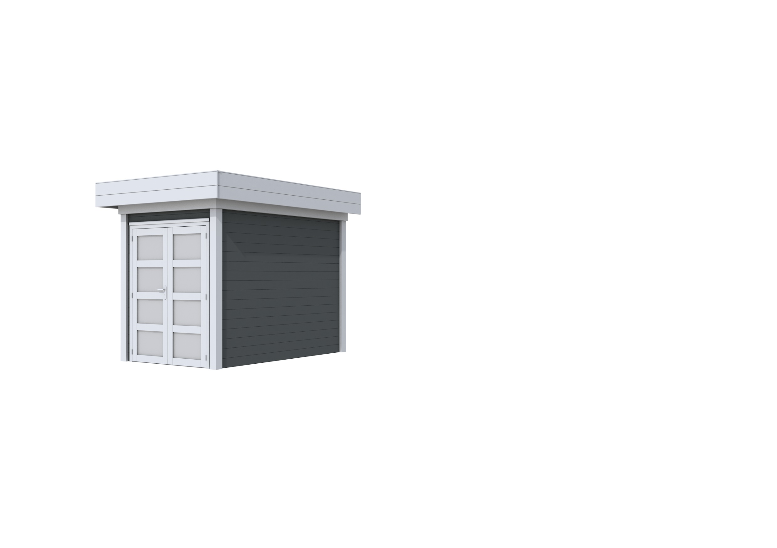 Vuren Topvision Zwaluw, 200 x 300 cm, wanden antraciet en basis lichtgrijs.