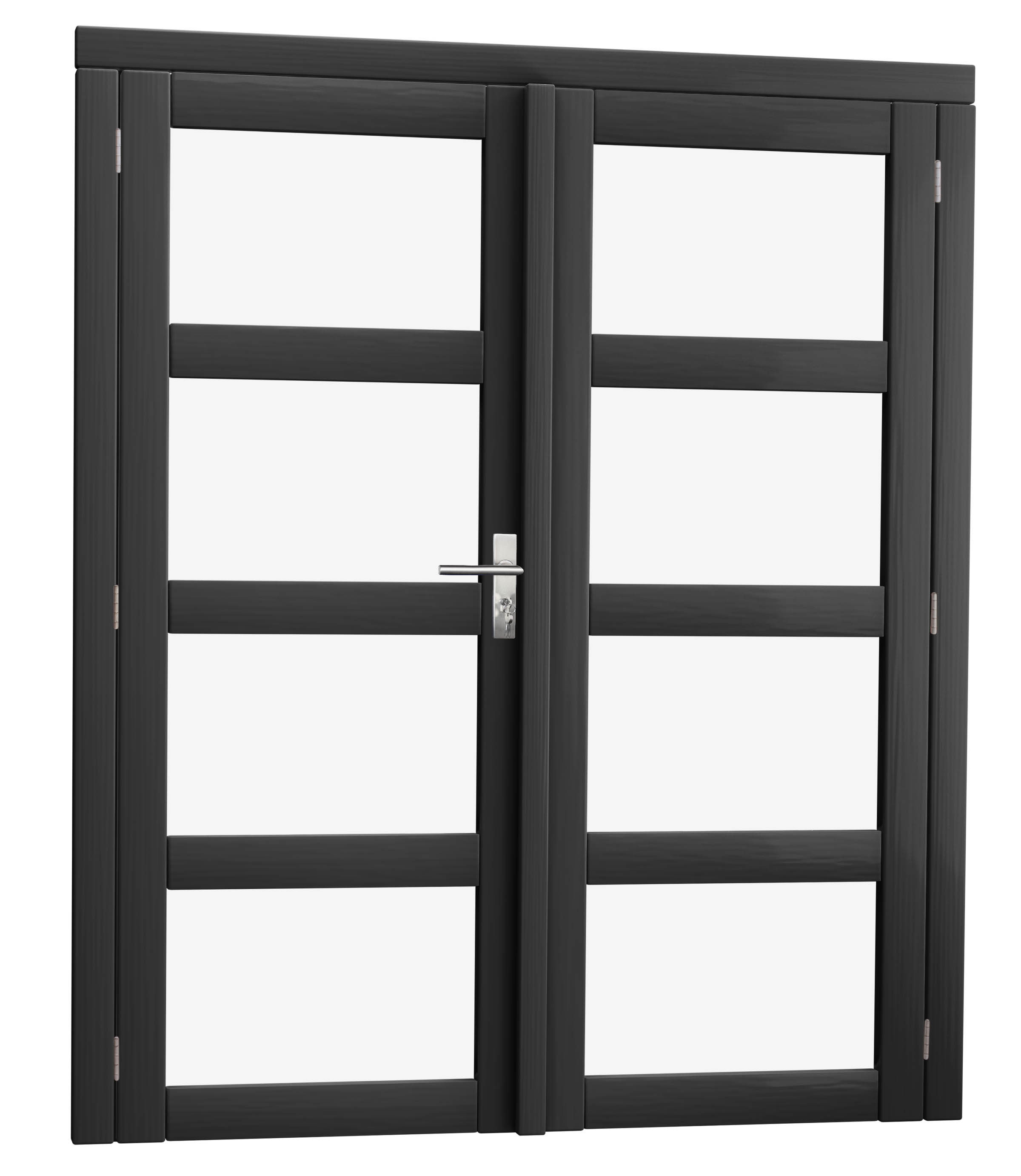 Vuren dubbele 8-ruits deur inclusief kozijn, 168 x 201 cm, antraciet gespoten.