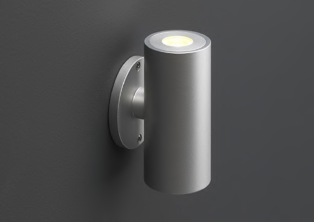 Wandlamp rond, grijs.