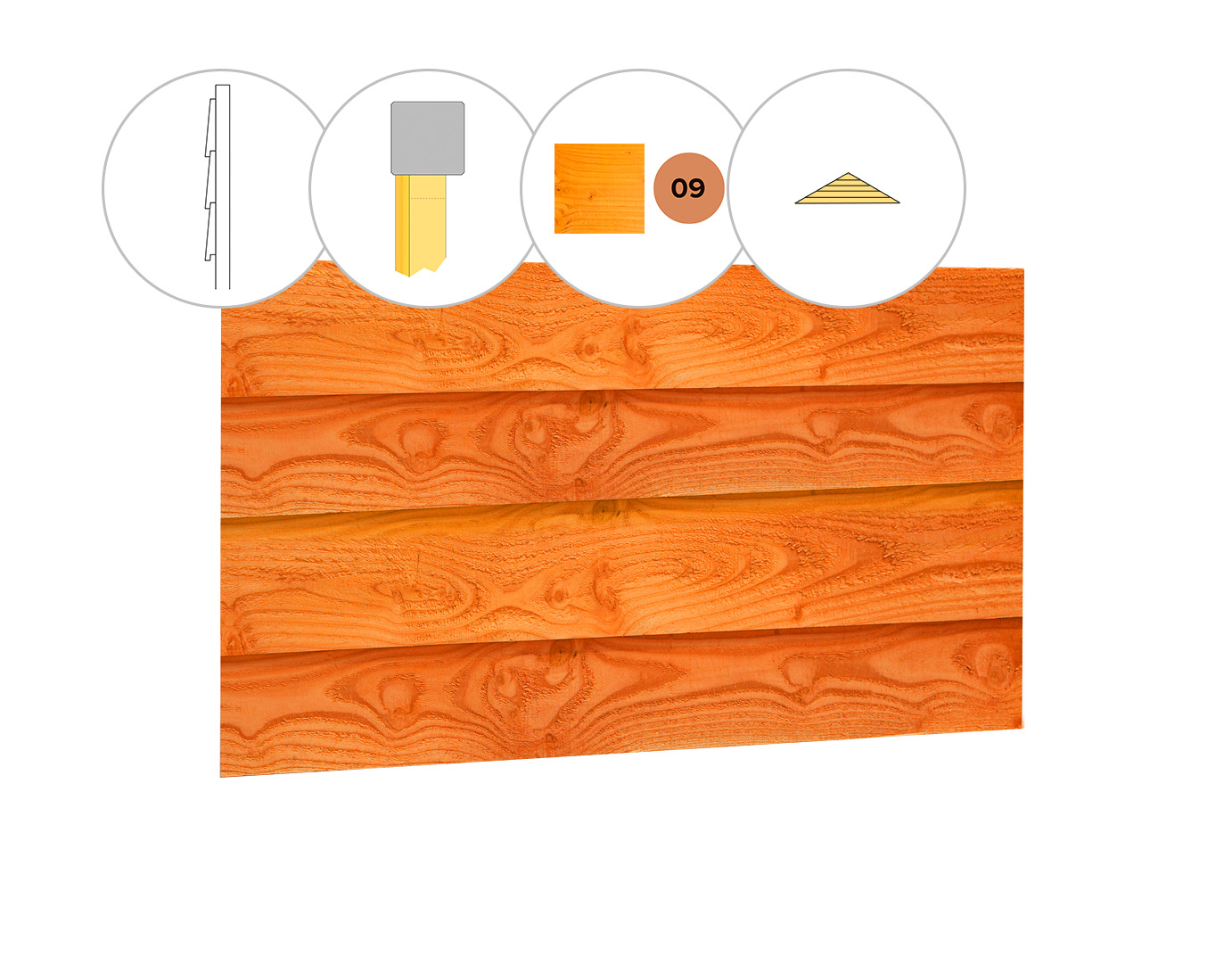 Zweeds rabat douglas enkelzijdige topgevel t.b.v. kapschuur Excellent XXL, transparant gespoten.