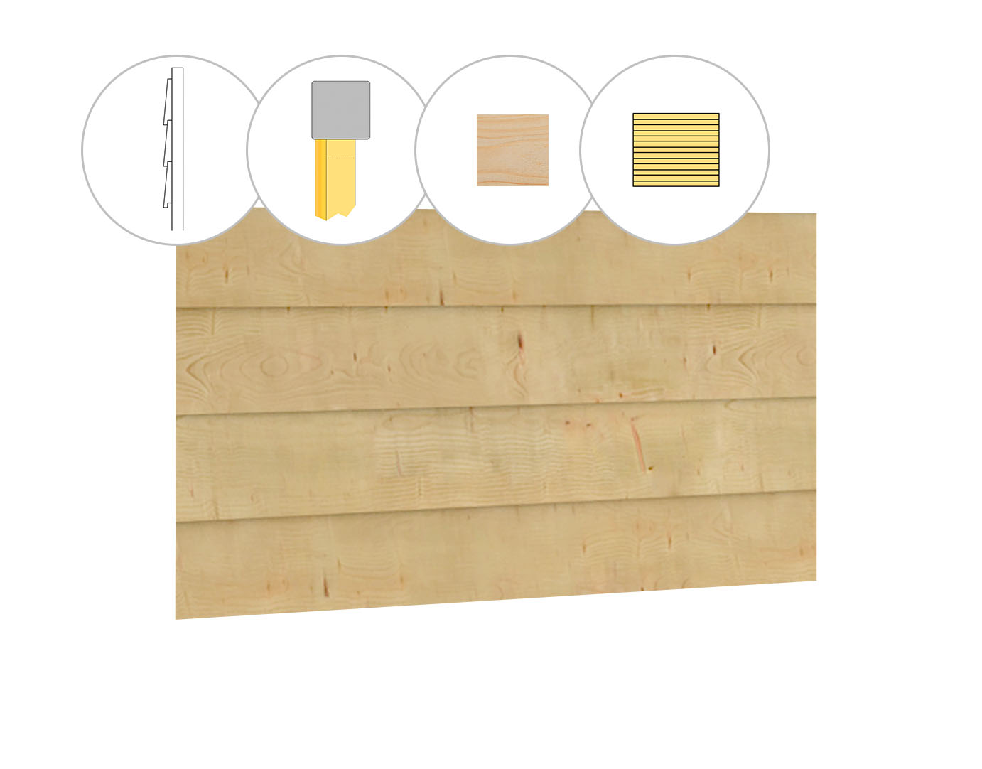 Zweeds rabat vuren enkelzijdige achterwand B, 228,5 x 186 cm, onbehandeld.