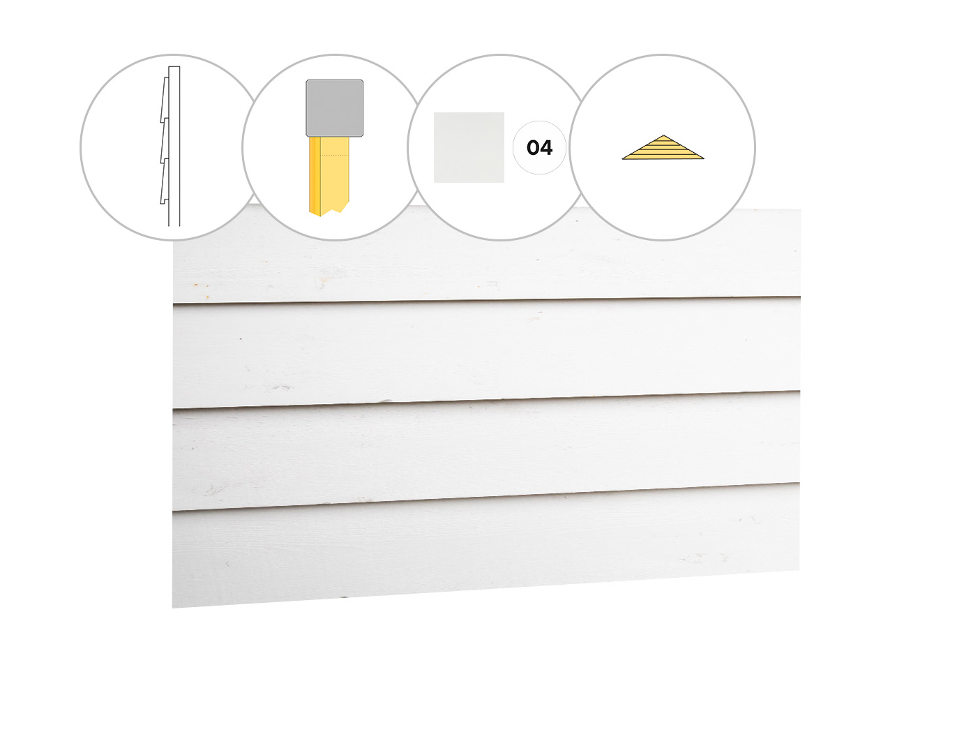 Zweeds rabat vuren enkelzijdige topgevel t.b.v. zadeldak Excellent L, wit gespoten.