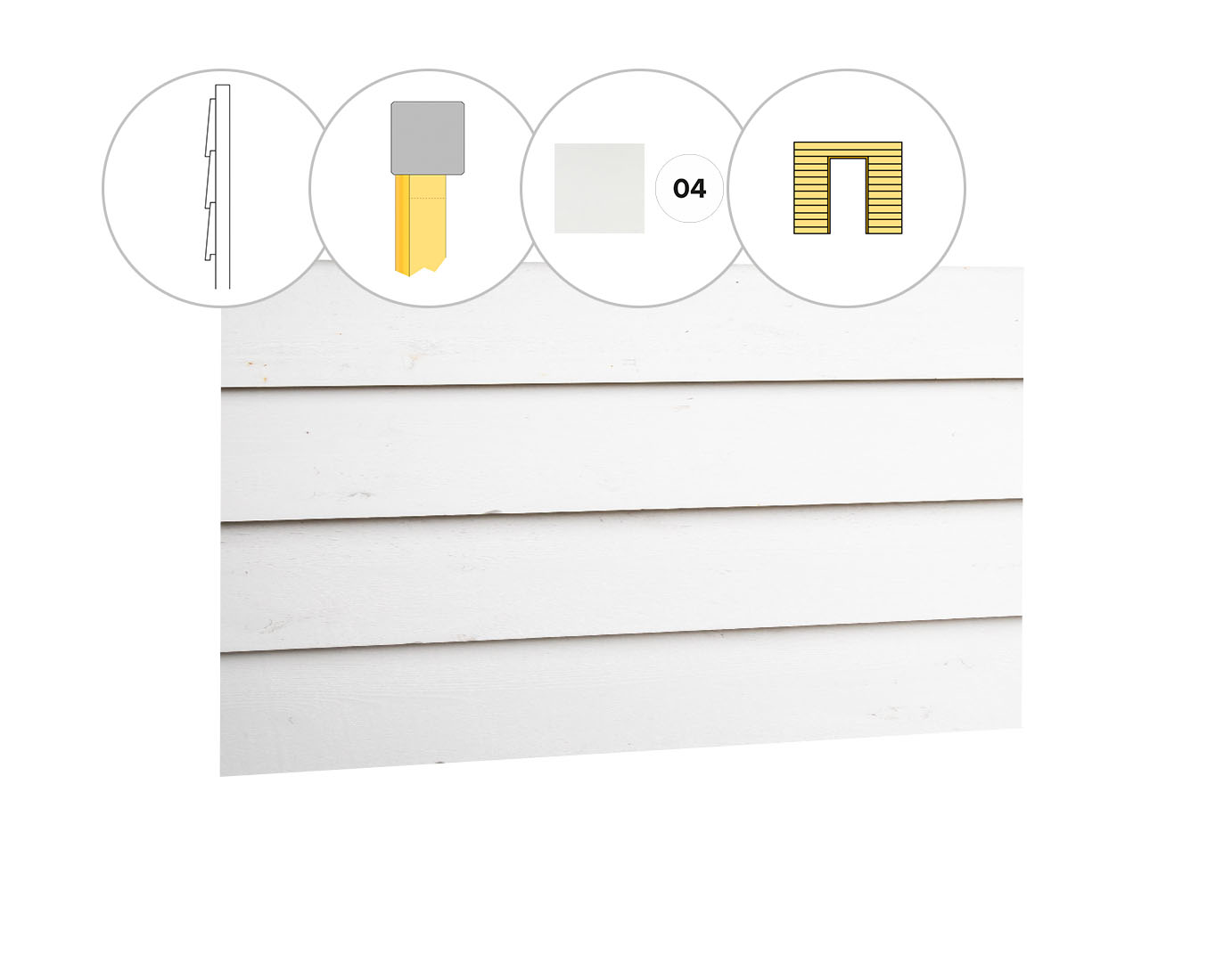 Zweeds rabat vuren enkelzijdige wand A, t.b.v. enkele deur, 178,5 x 224 cm, wit gespoten.