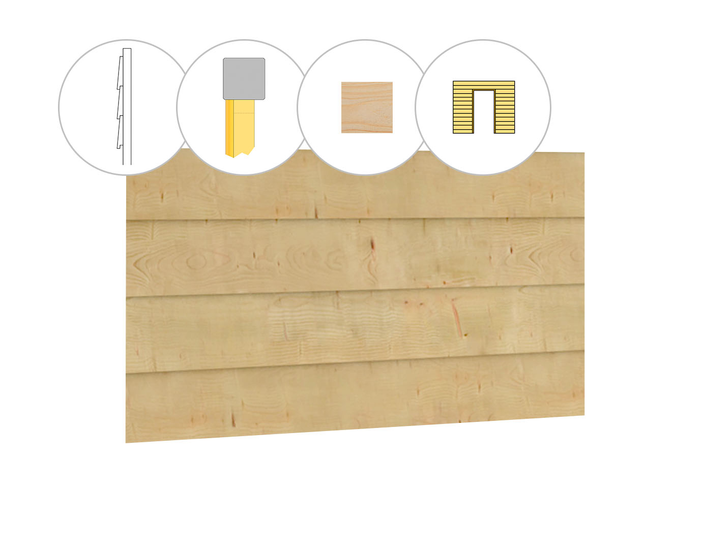 Zweeds rabat vuren enkelzijdige wand B, t.b.v. enkele deur, 228,5 x 224 cm, onbehandeld.