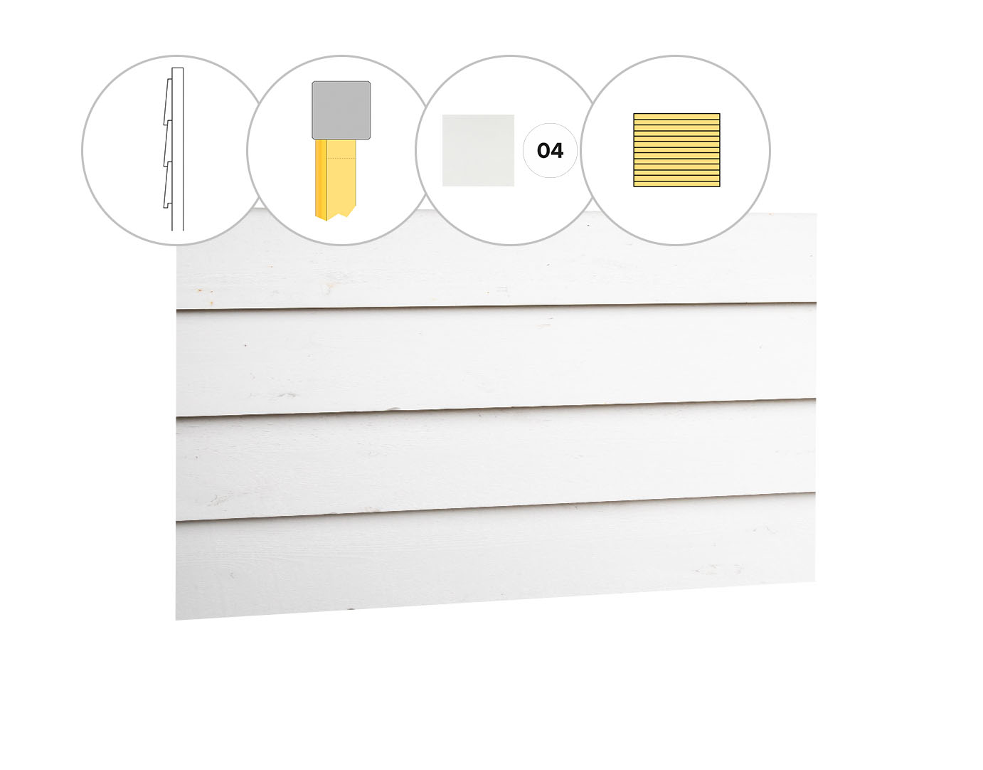 Zweeds rabat vuren enkelzijdige wand D, 328,5 x 224 cm, wit gespoten.