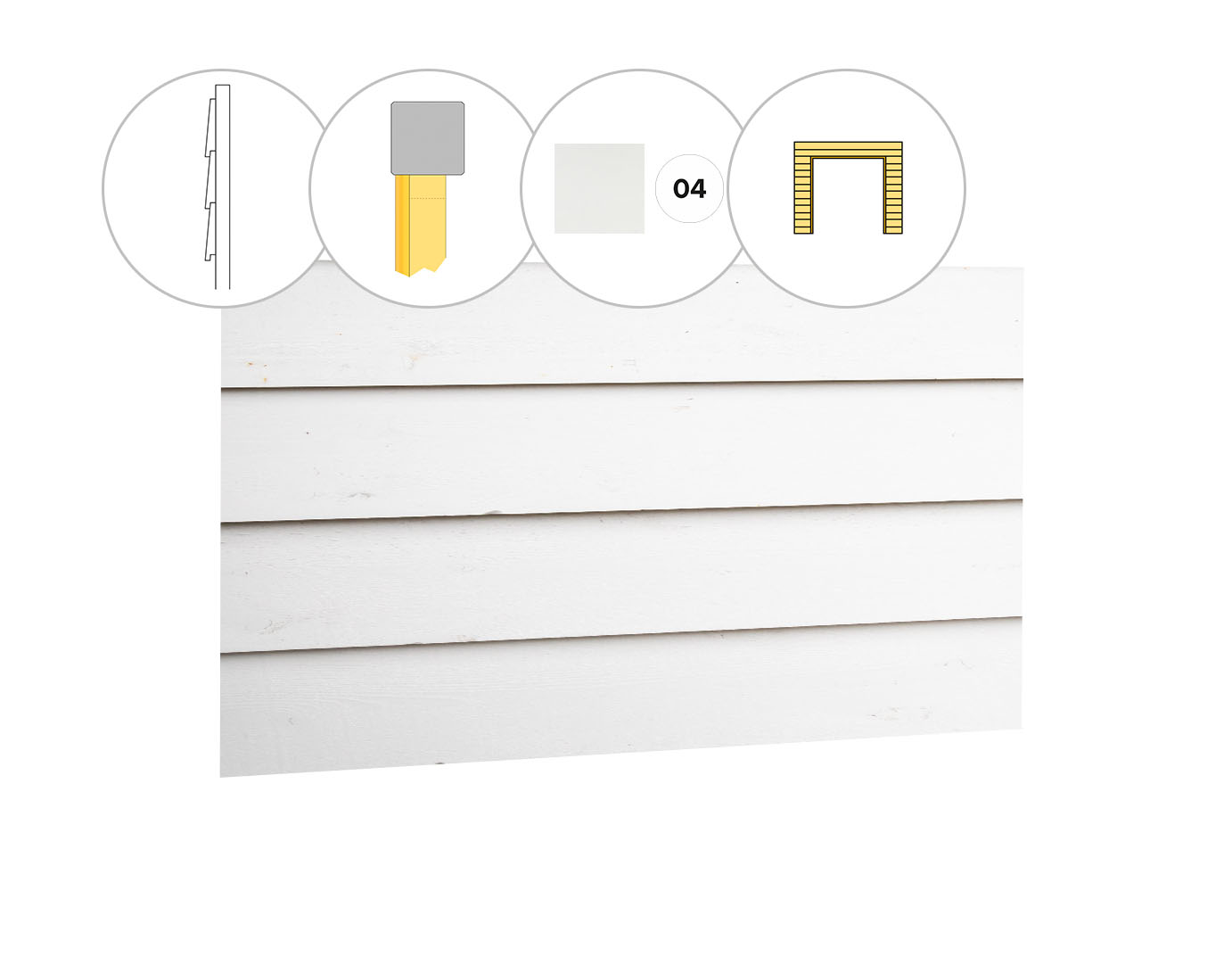 Zweeds rabat vuren enkelzijdige wand E, t.b.v. dubbele deur, 371 x 224 cm, wit gespoten.