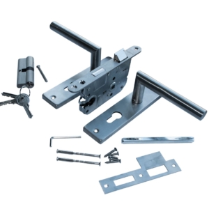 Poortslot RVS met cilinderslot kruk/schild