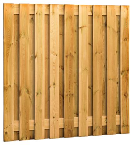 003. Geimpregneerd tuinscherm 19 planks verticaal recht 180 x 180 cm