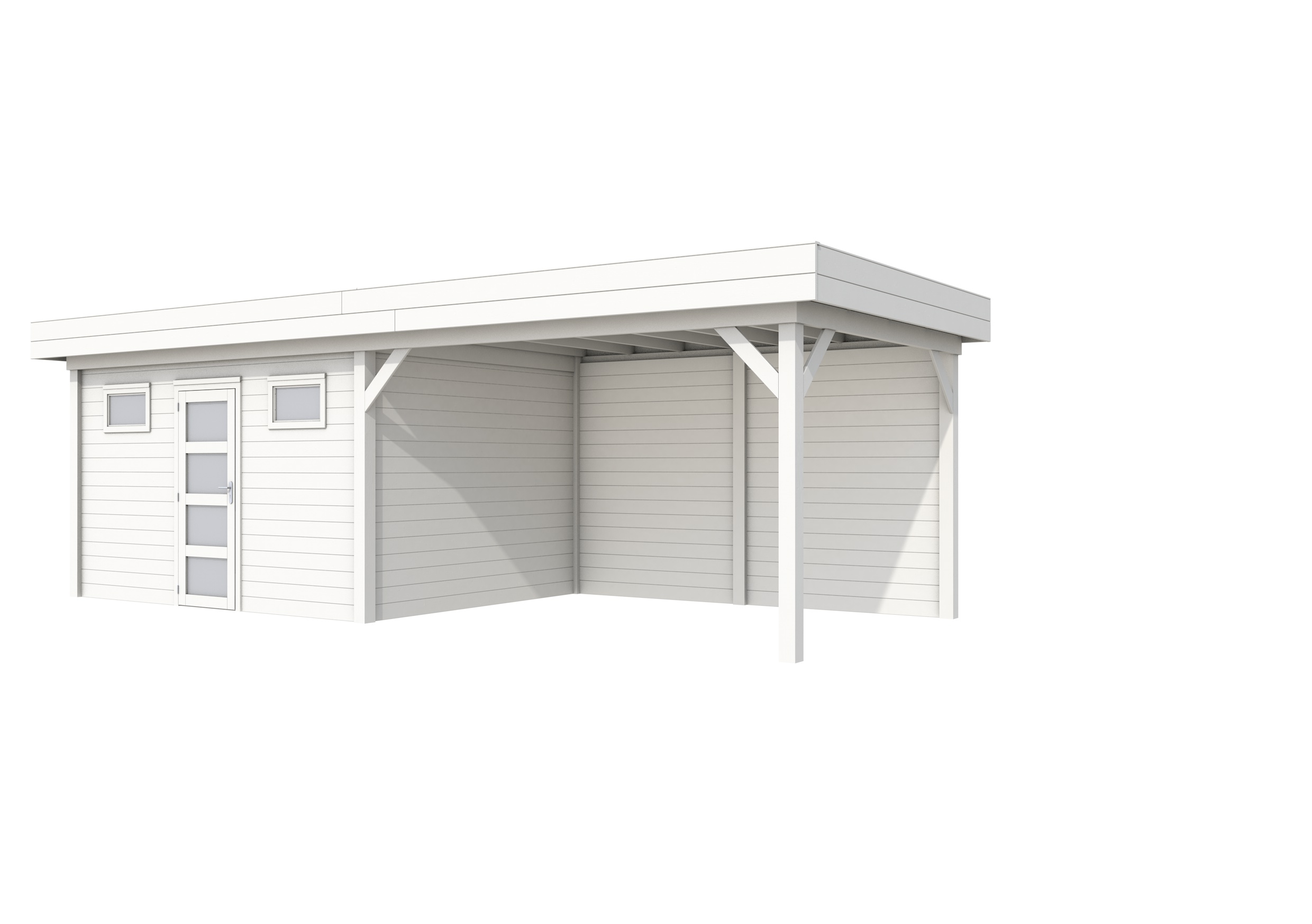 Vuren Topvision Kievit, 400 x 300 en luifel 400 cm, wit gespoten.