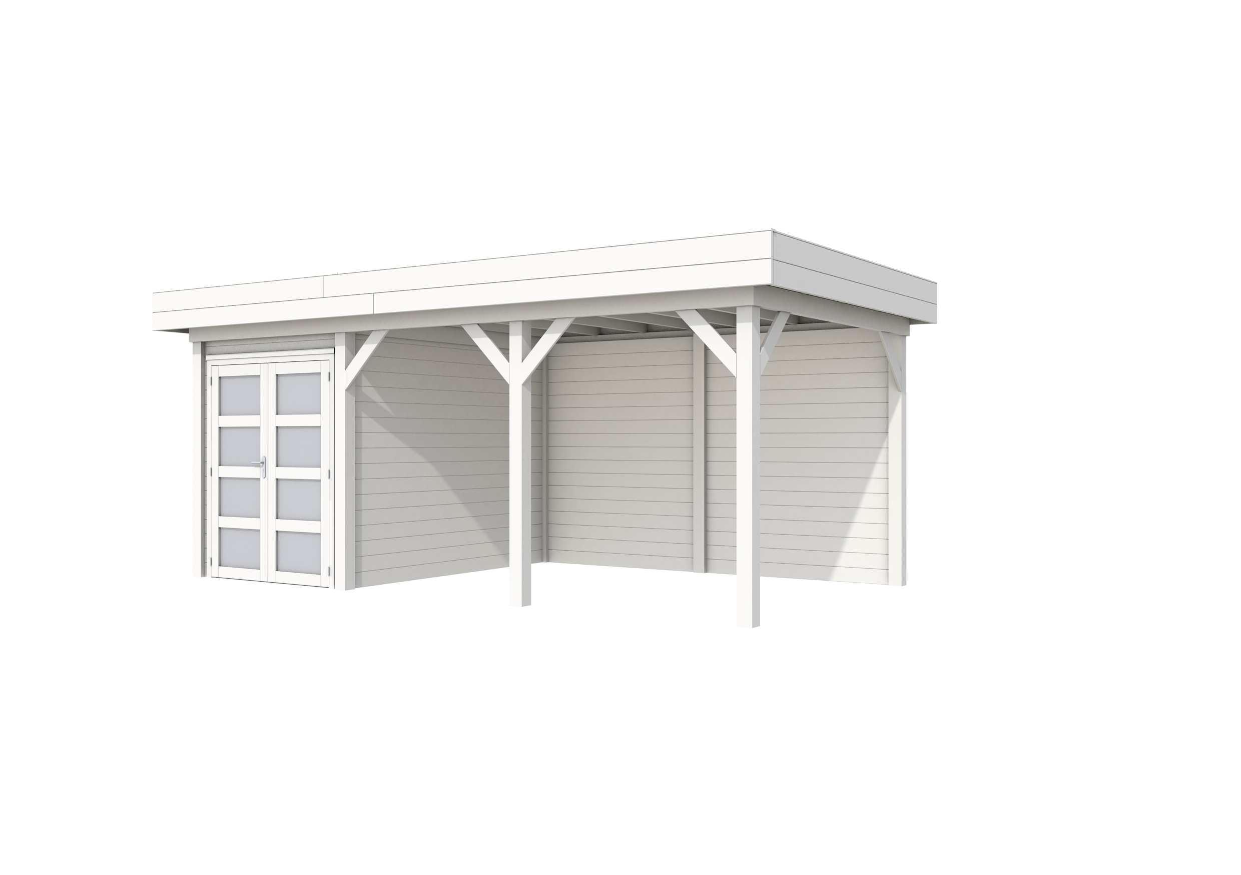 Vuren Topvision Zwaluw, 200 x 300 en luifel 400 cm, wit gespoten.