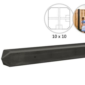 Antraciet Betonpaal Hoekpaal 10x10cm x 280cm diamantkop