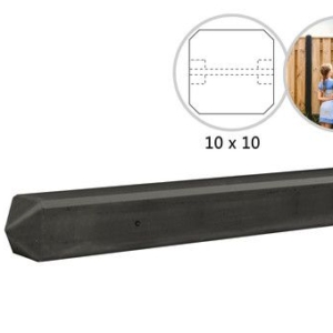 Betonpaal Tussenpaal Antraciet 10x10cm x 280cm diamantkop