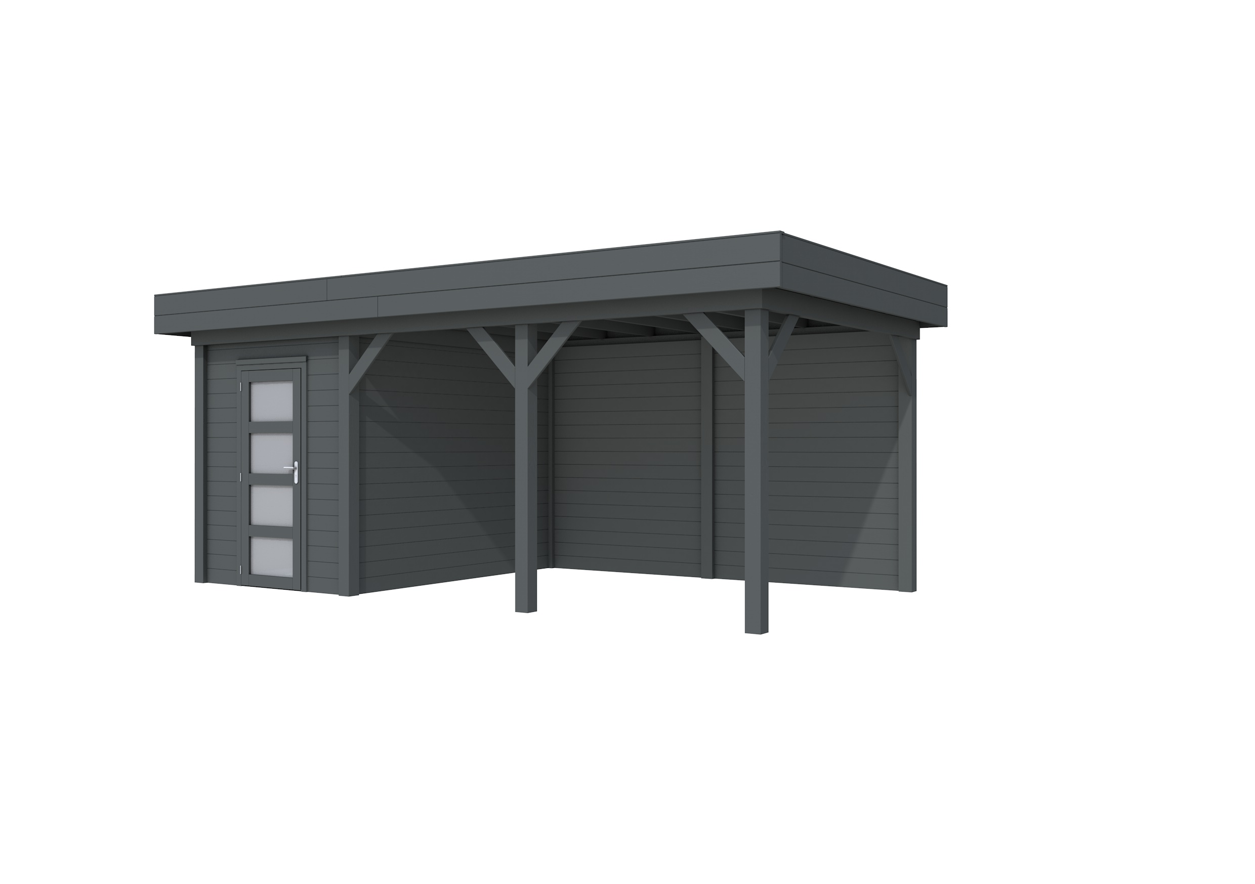 Vuren Topvision Kiekendief, 200 x 300 en luifel 400 cm, antraciet gespoten.