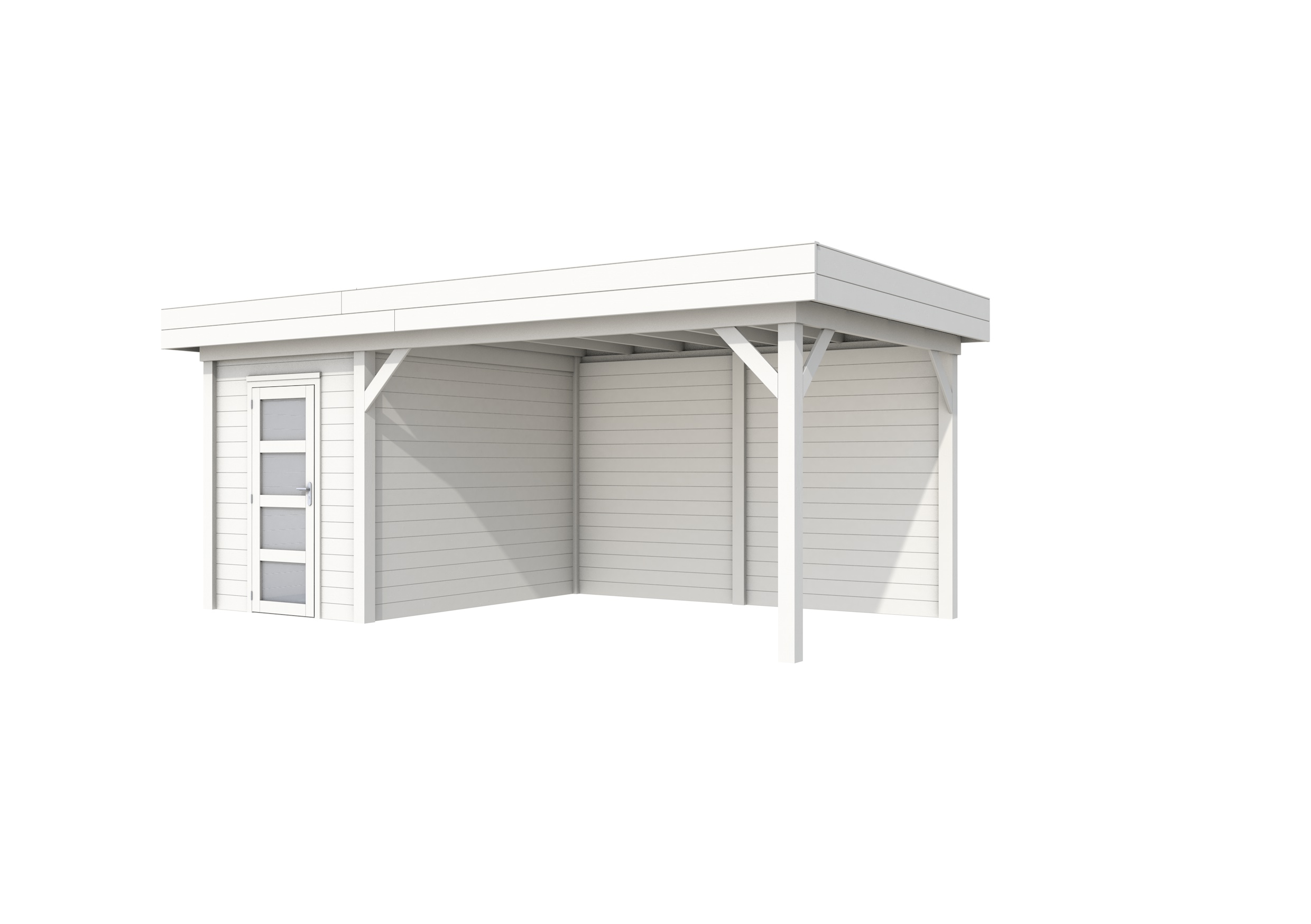 Vuren Topvision Kiekendief, 200 x 300 en luifel 400 cm, wit gespoten.